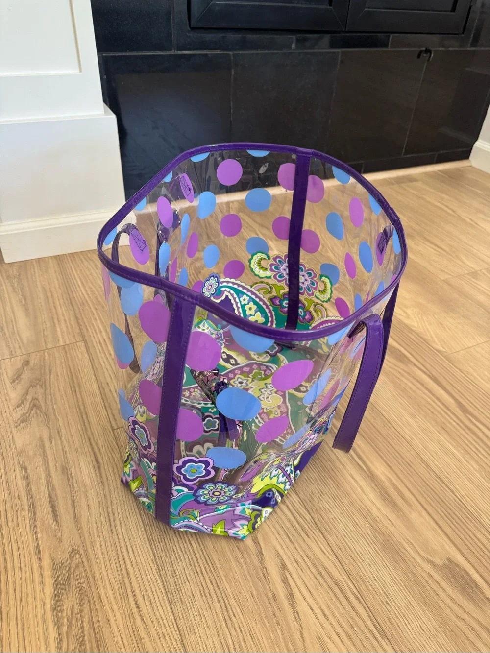 Vera Bradley clear PVC tote bag with matching zippered pouch
